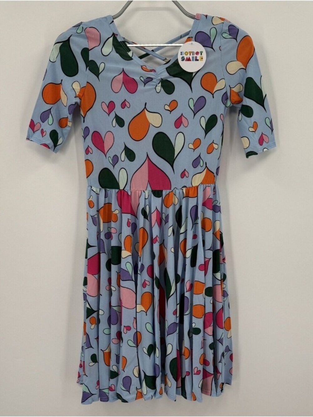 Dot Dot Smile Girl's Ballerina Skater Dress sz 11 NWT Short Sleeve BLUE HEARTS